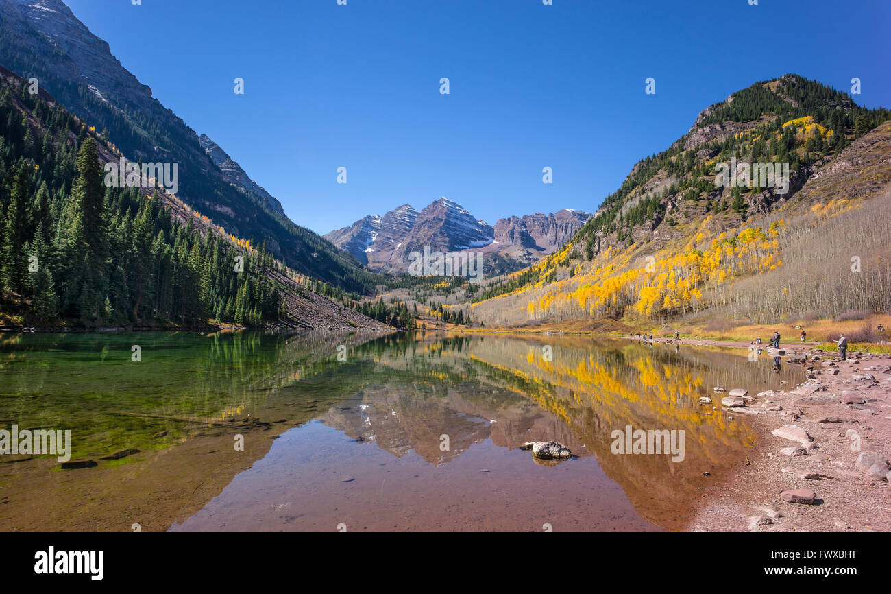 Maroon Bells. Aspen. Le Colorado. USA Banque D'Images