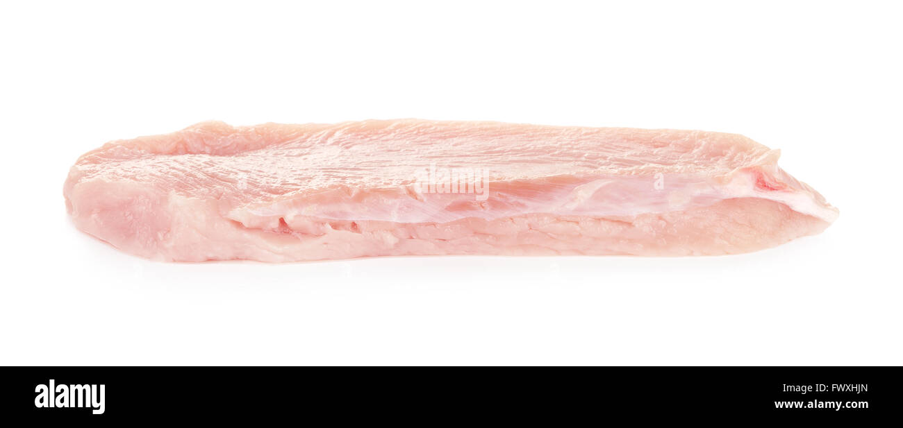 La viande de dinde crus slice, isolated on white Banque D'Images
