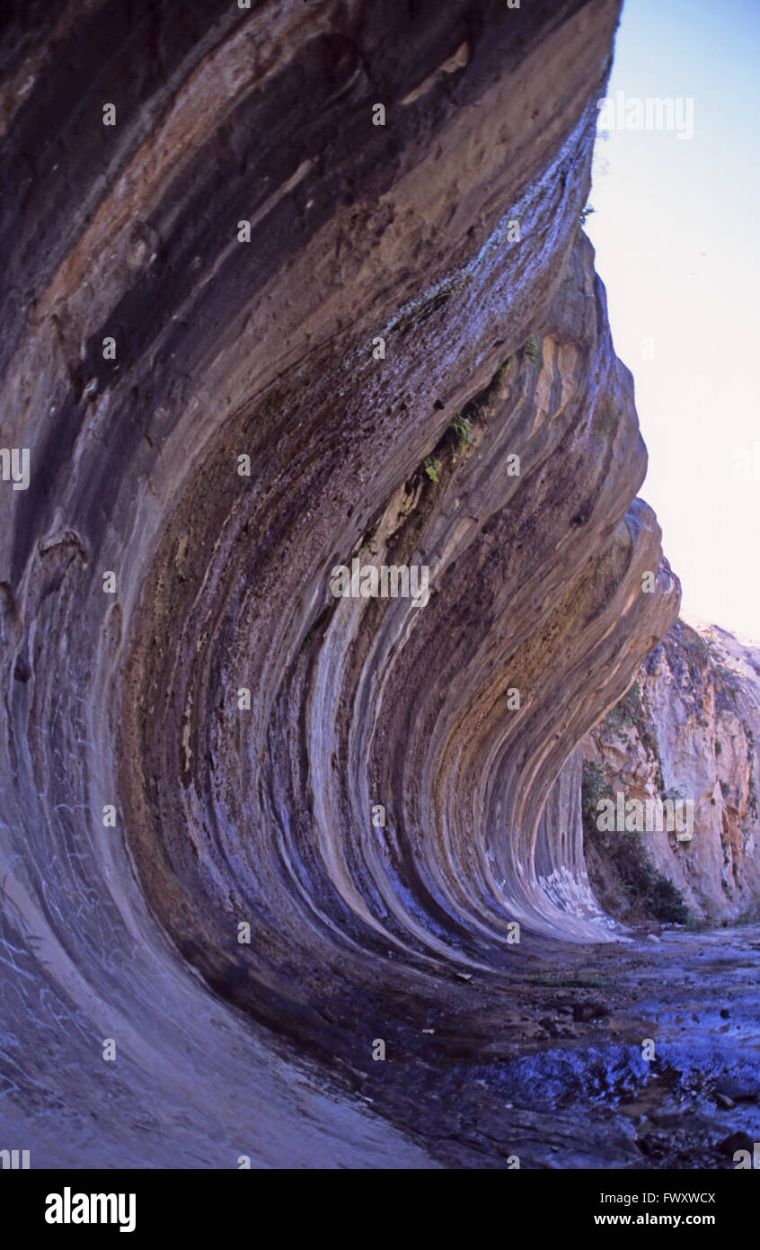 Le Wave rock, Degirmendere Valley Nature Park, Halfeti, Province d'Urfa, au Sud Est de la Turquie Banque D'Images