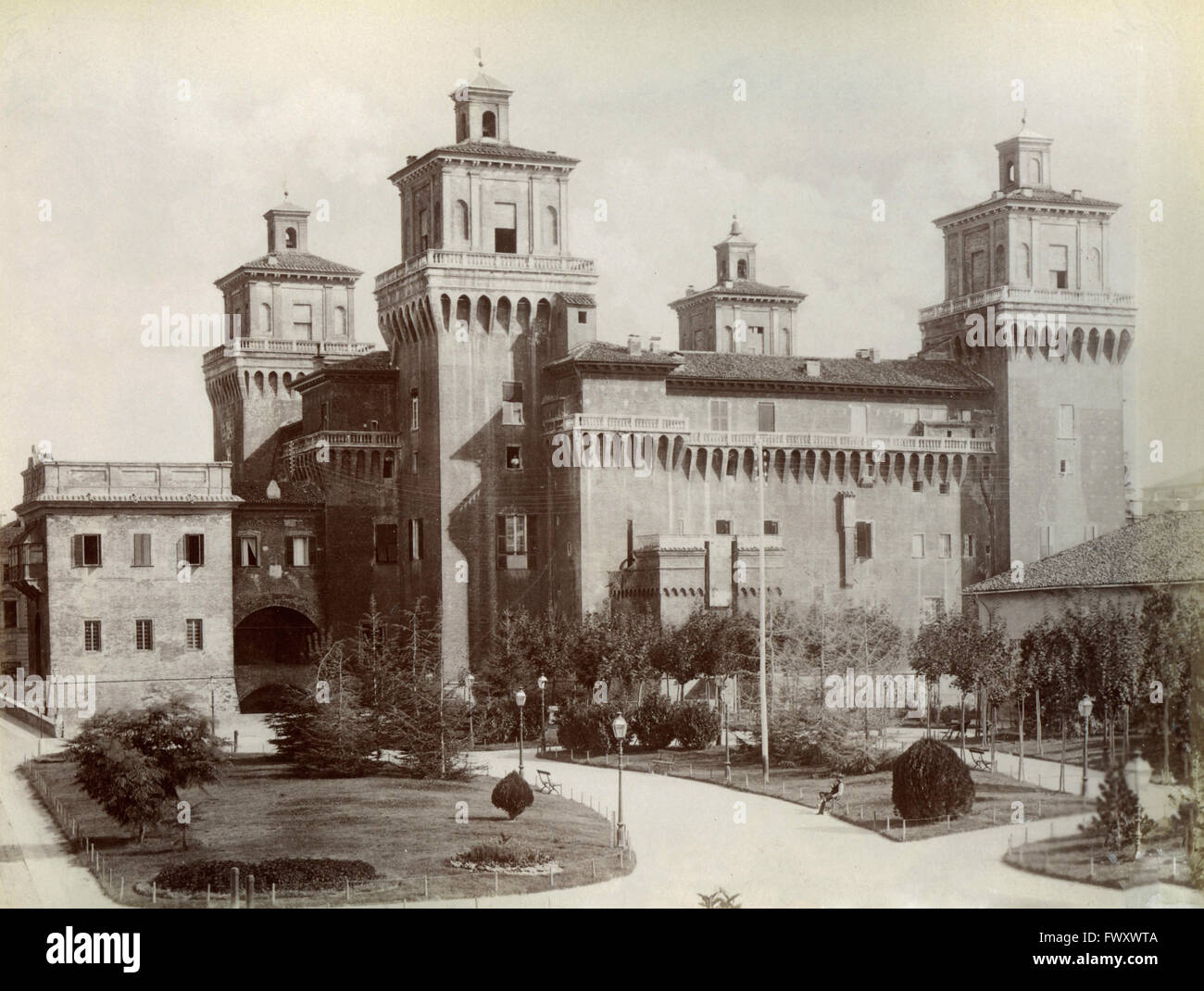 Le château Estense, Ferrara, Italie Banque D'Images