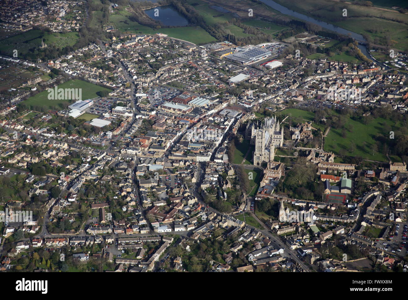 Vue aérienne de la cathédrale d'Ely Banque D'Images