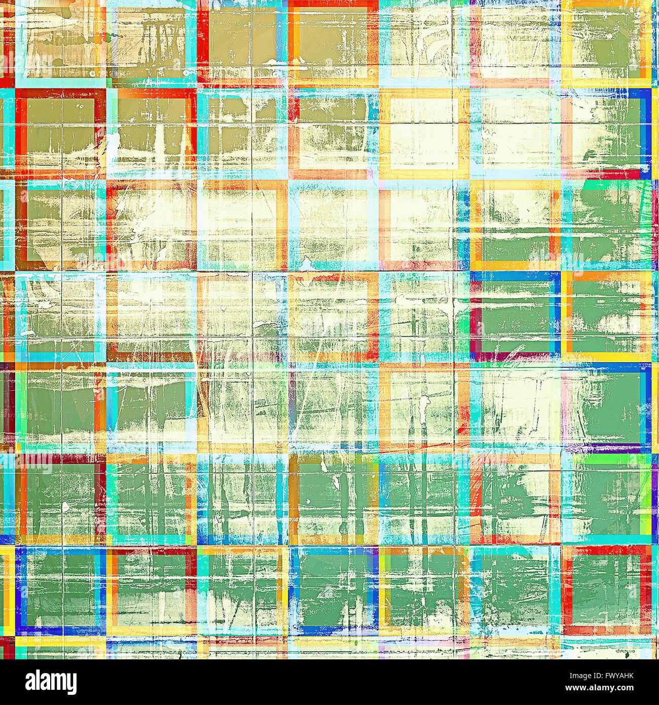 Les fissures et les taches sur un fond texturé vintage. Avec différents motifs Couleur : brun ; blanc ; bleu ; vert ; rouge (orange) Banque D'Images