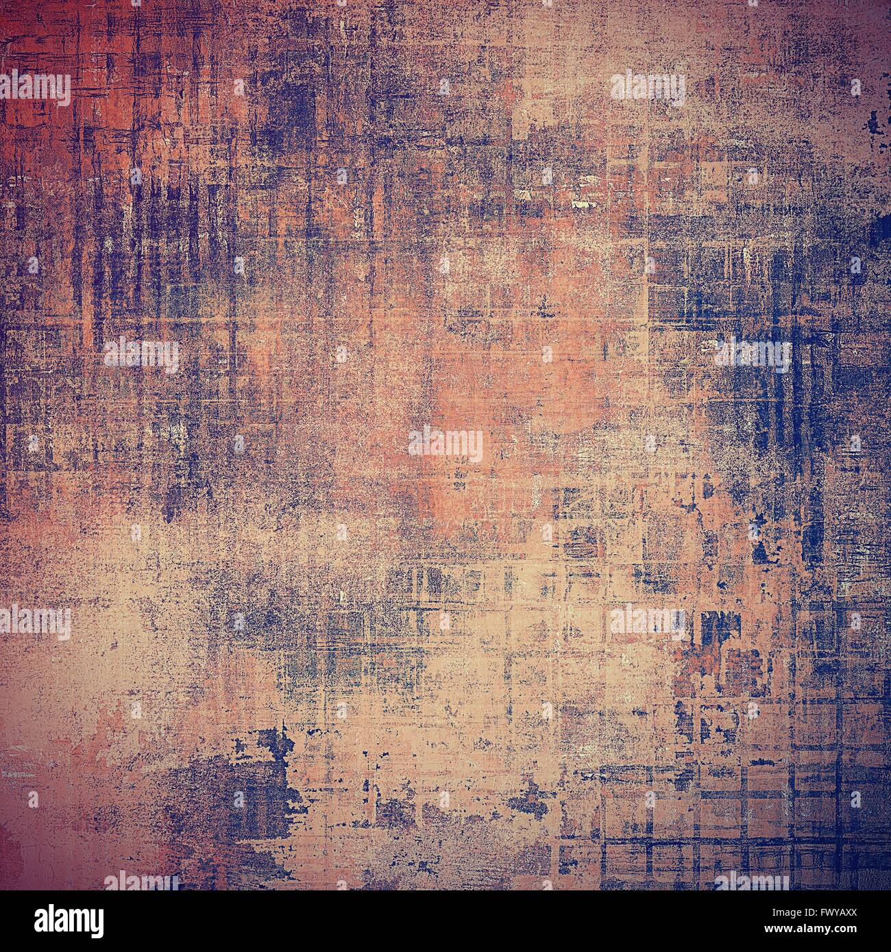 Abstract grunge fond blanc, vieille texture avec les taches et les différents motifs Couleur : brun ; Purple (violet) ; bleu ; rouge (orange) Banque D'Images