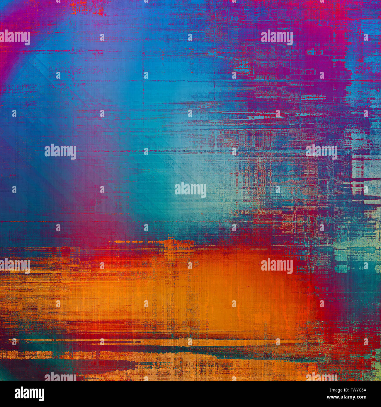 Abstract distressed grunge background. Avec différents motifs couleur : jaune (beige) ; bleu ; rouge (orange), pourpre (violet) ; rose Banque D'Images