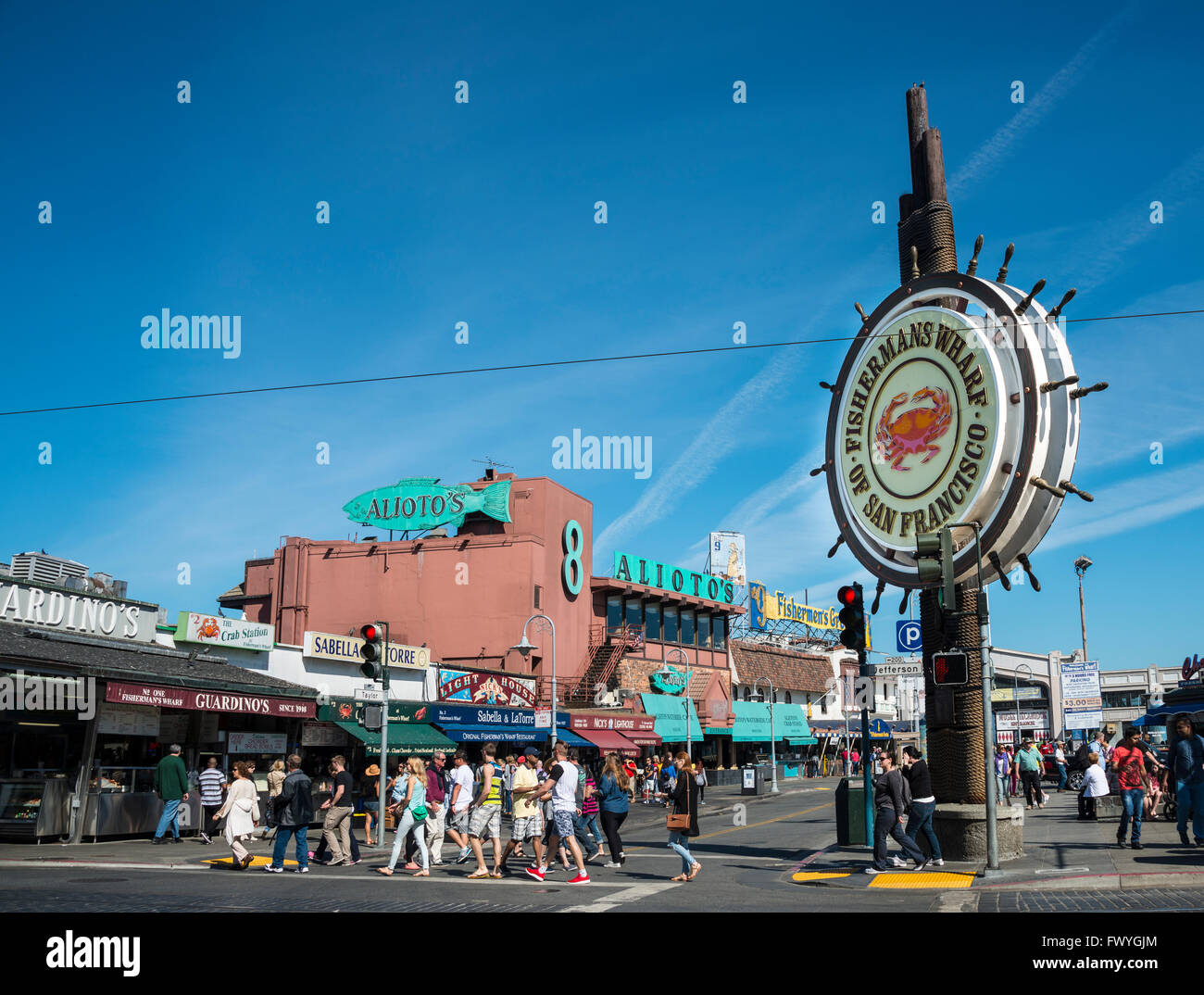 Fisherman's Wharf avec restaurants, waterfront, San Francisco, California, USA Banque D'Images