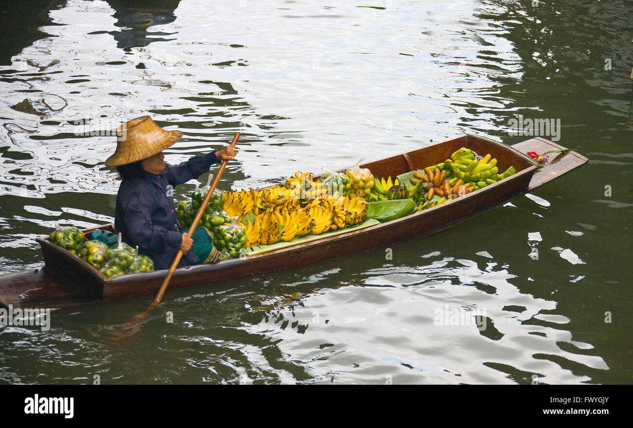 Marché Flottant, Bangkok, Thaïlande Banque D'Images