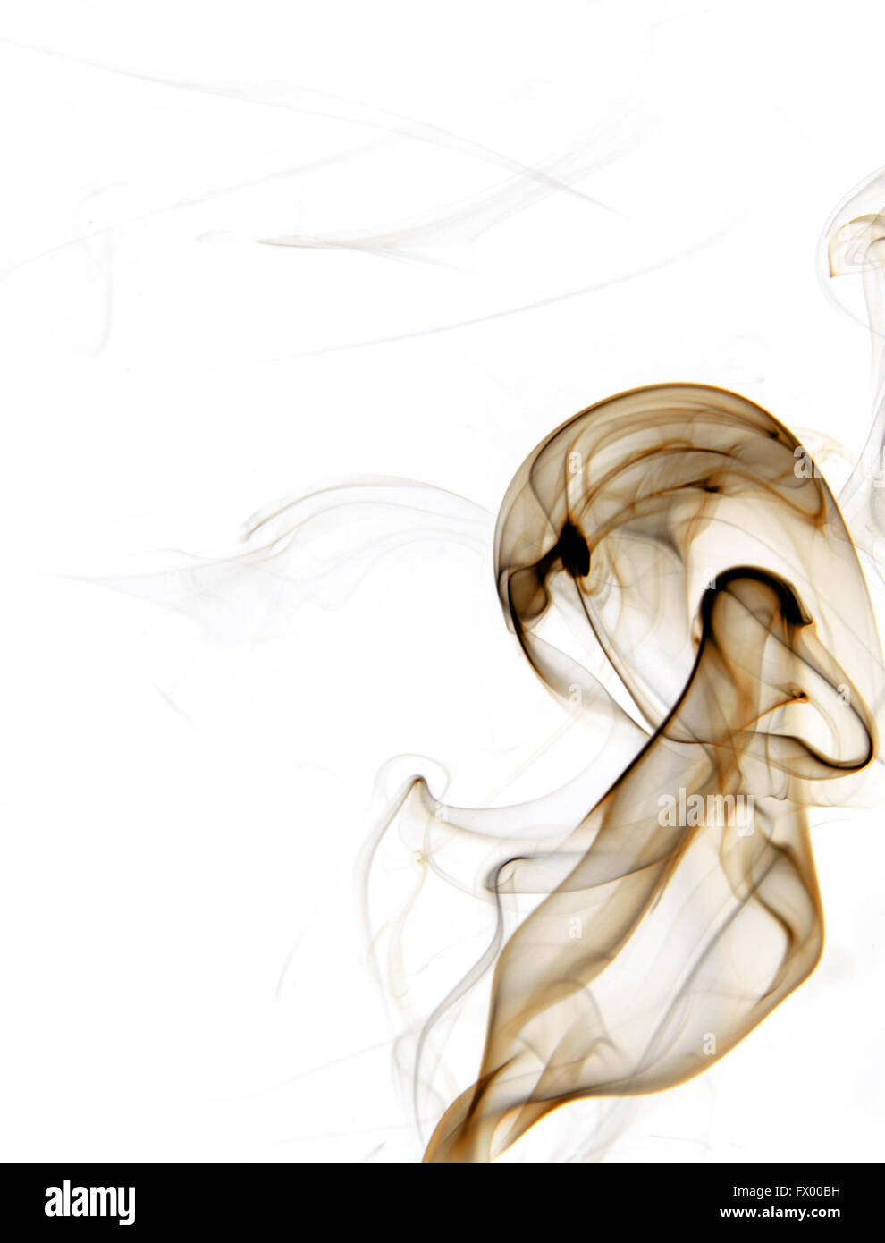 La fumée parfumeront brun sur fond blanc, des ressources graphiques. Banque D'Images