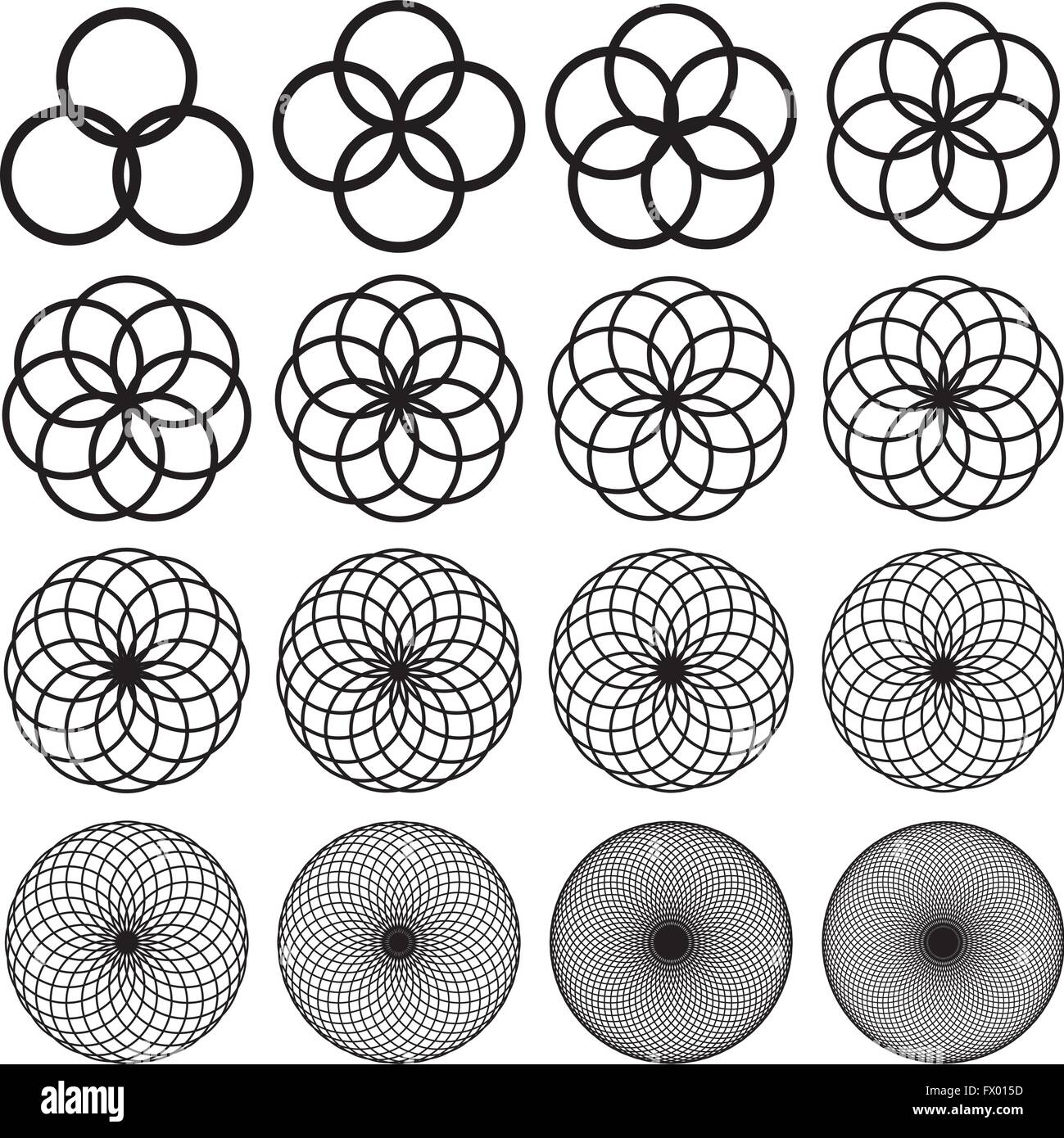 Ornements ronde ensemble. Résumé fleurs créatif Illustration de Vecteur