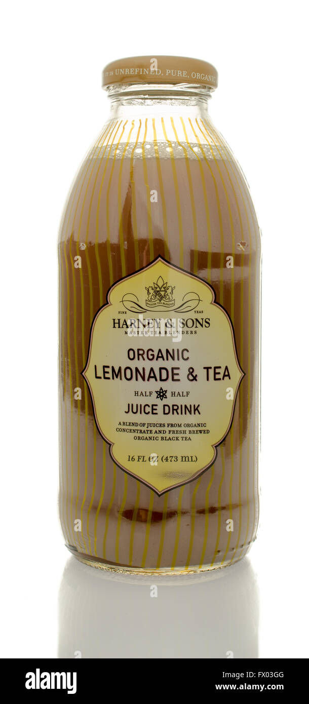 Winneconne, WI - 5 mars 2016 : une bouteille de limonade bio Harney & Sons & thé boisson jus Banque D'Images