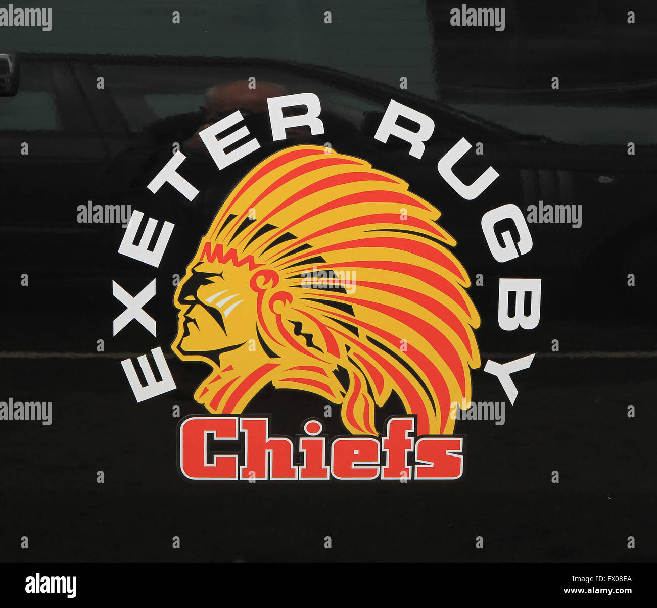 Ricoh Arena, Coventry, Royaume-Uni. 09 avr, 2016. La Coupe des champions européens. Guêpes contre Exeter Chiefs. Exeter Rugby logo sur le côté d'un véhicule de l'équipe Credit : Action Plus Sport/Alamy Live News Banque D'Images