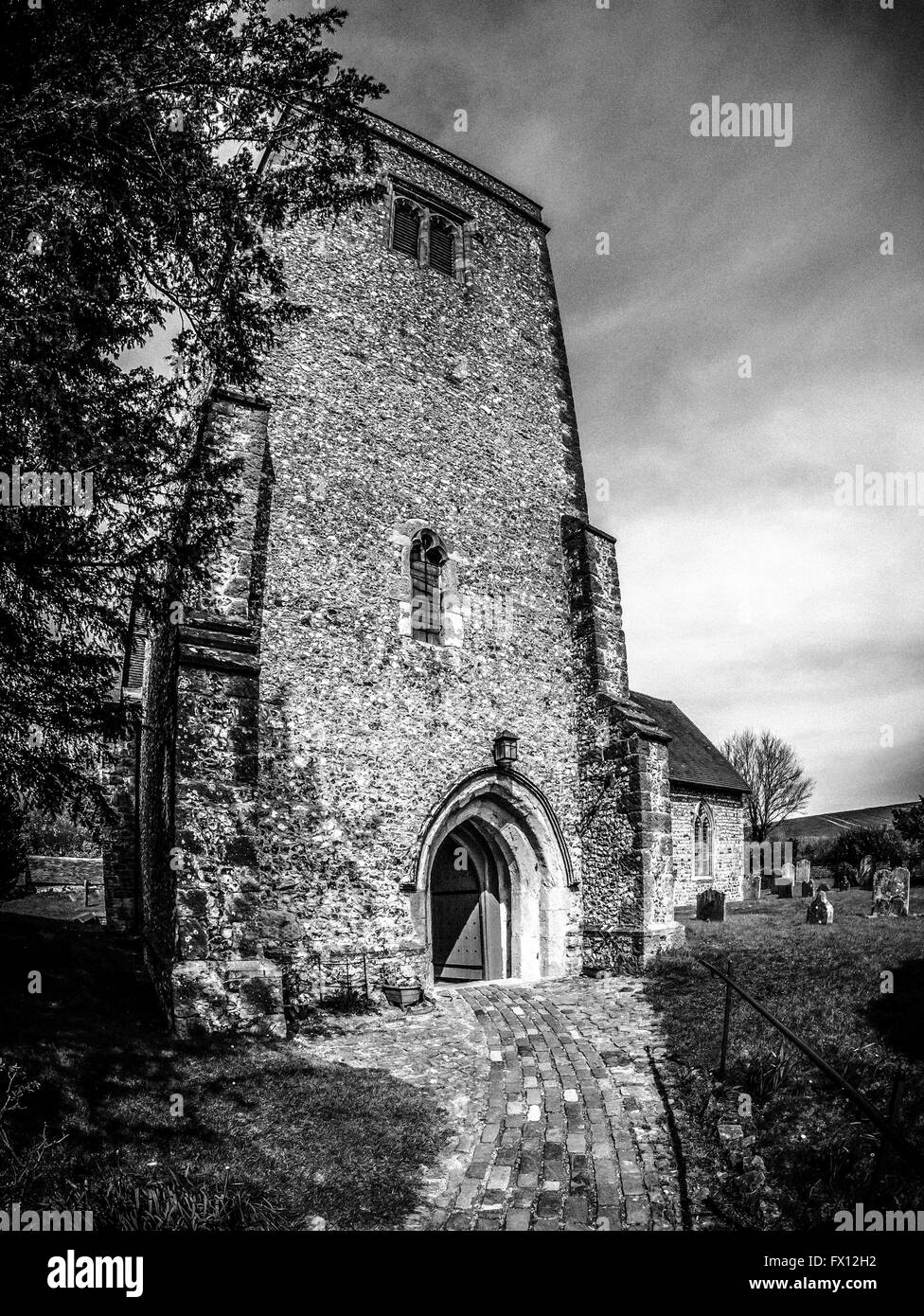Eglise Saint Pierre et Saint Paul, Trottiscliffe, prises avec un objectif fisheye Banque D'Images