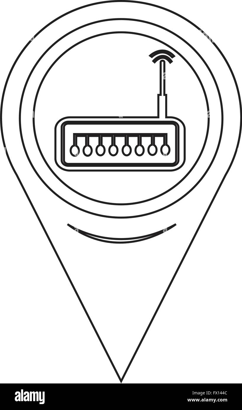 Pointeur de carte l'icône du routeur Illustration de Vecteur