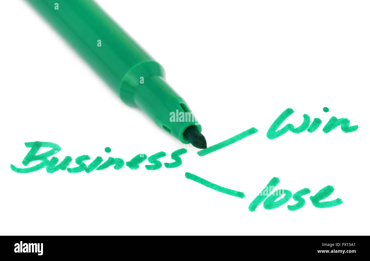 Concept d'affaires gagner perdre avec stylo signe Banque D'Images