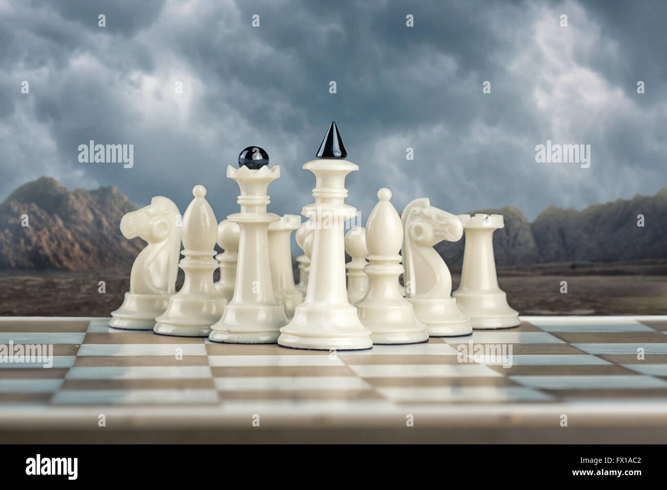 L'équipe d'échecs blanc Banque D'Images