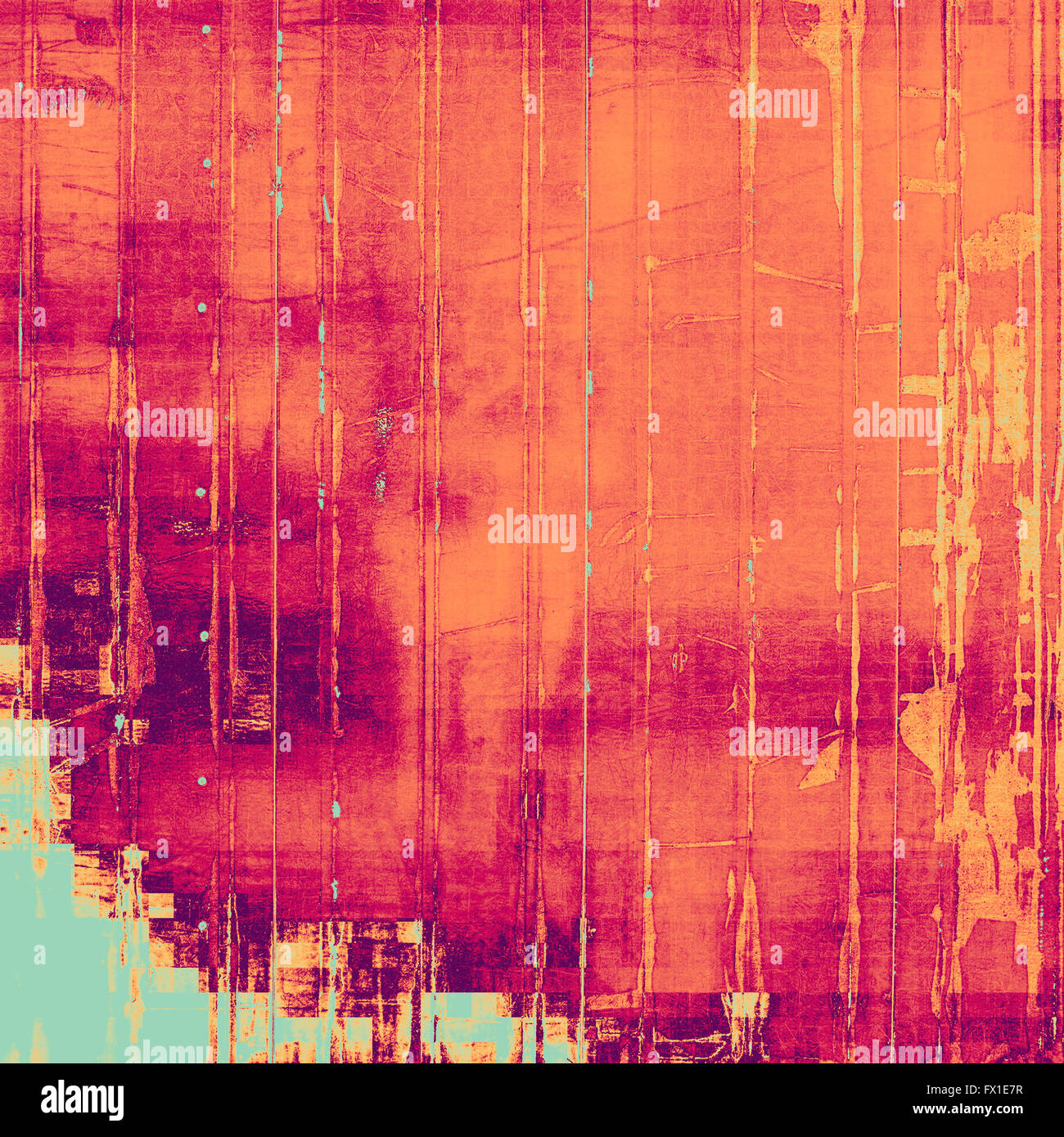 Rétro arrière avec grunge texture. Avec le rouge, orange, violet, bleu patterns Banque D'Images