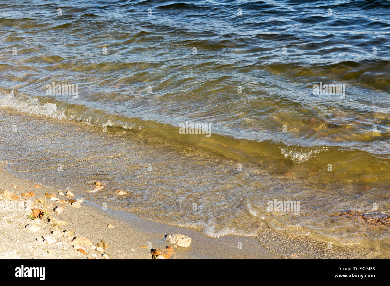 Plage de sable avec une mer calme Banque D'Images