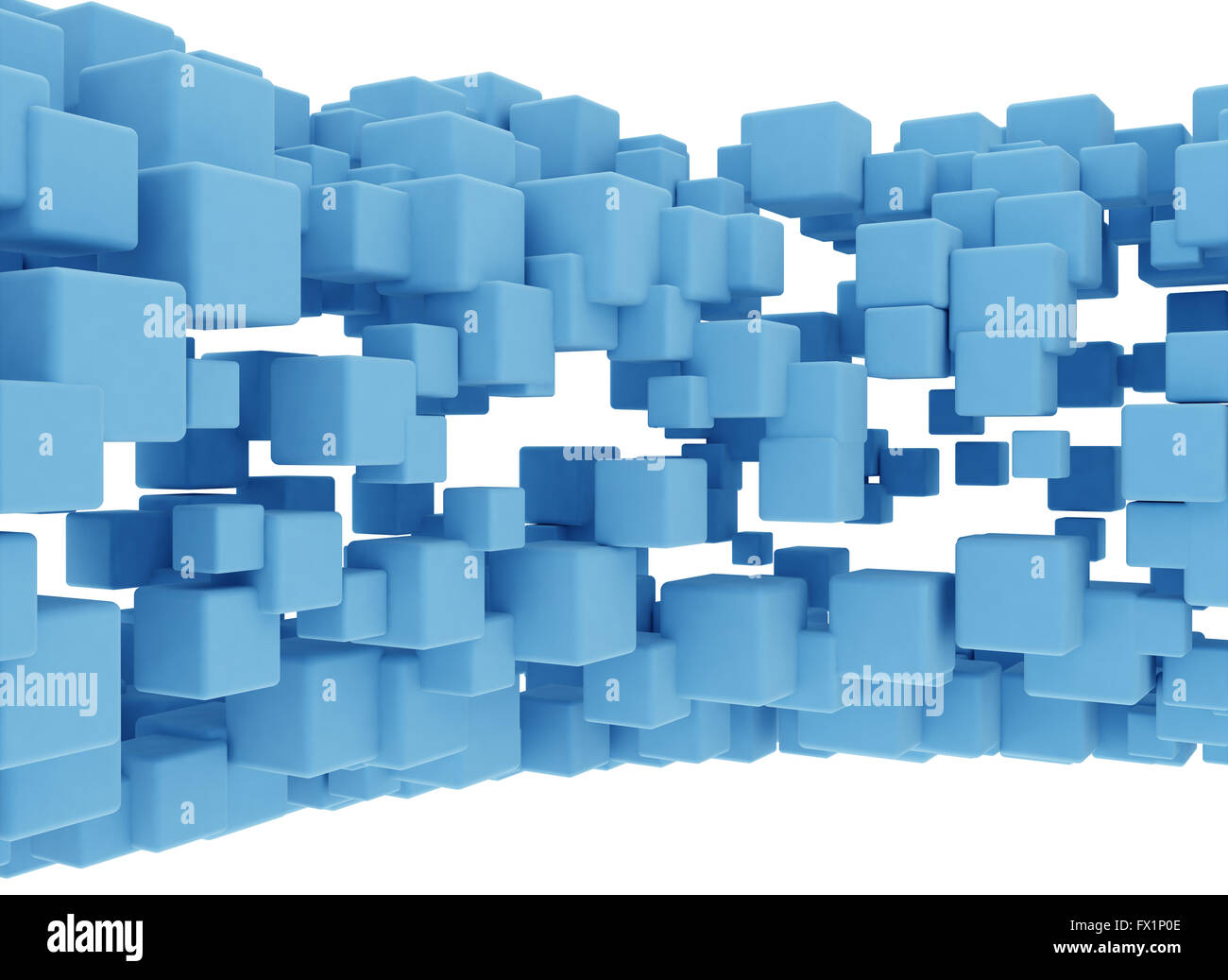 Abstract cubes bleus contexte isolé sur fond blanc Banque D'Images
