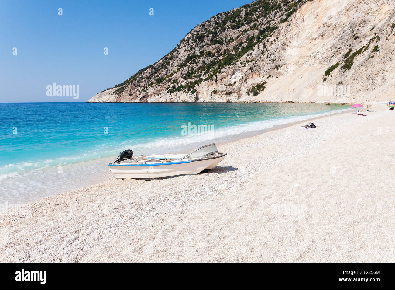 Voile sur la plage de Myrtos, Kefalonia, Grèce Banque D'Images