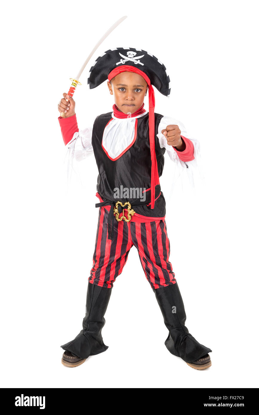 Jeune garçon en costume de pirate pour Halloween Banque D'Images