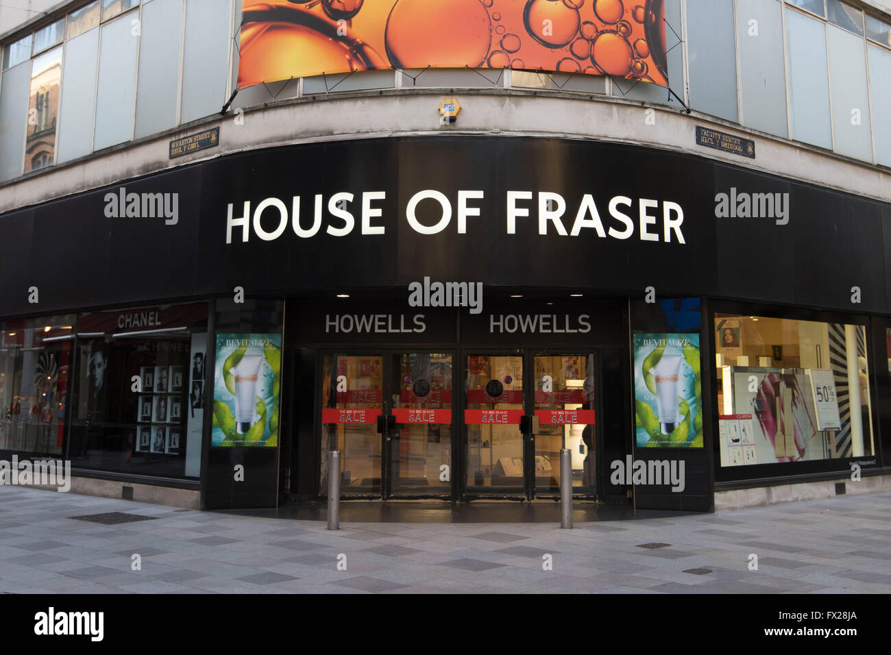 House of Fraser Howells store logo signe à Cardiff, Pays de Galles du sud. Banque D'Images