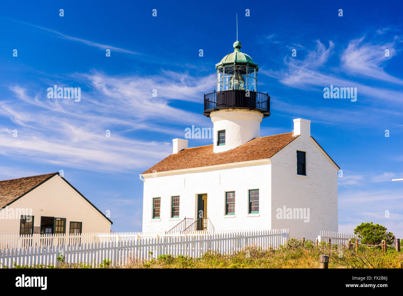 San Diego, Californie, à l'ancien phare de Point Loma. Banque D'Images