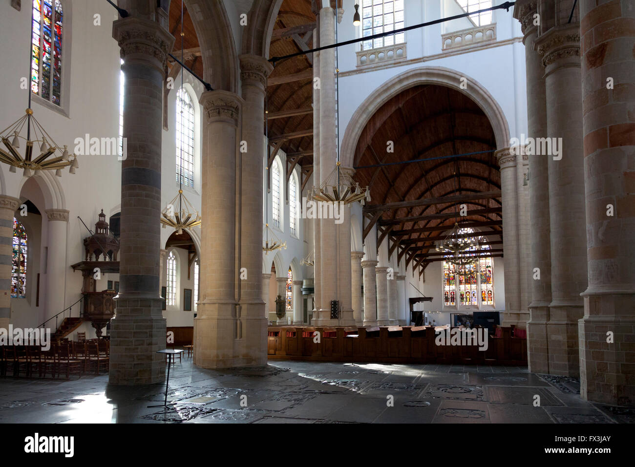 L'intérieur de la vieille église de Delft, Pays-Bas Banque D'Images