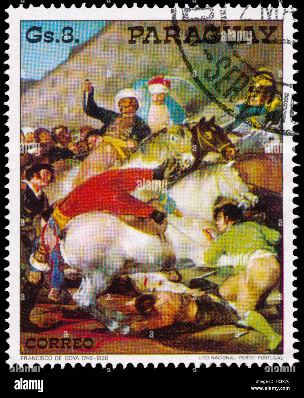 BUDAPEST, HONGRIE - 30 mars 2016 : un timbre imprimé au Paraguay, la peinture montre l'arist par Francisco de Goya, vers 1978 Banque D'Images