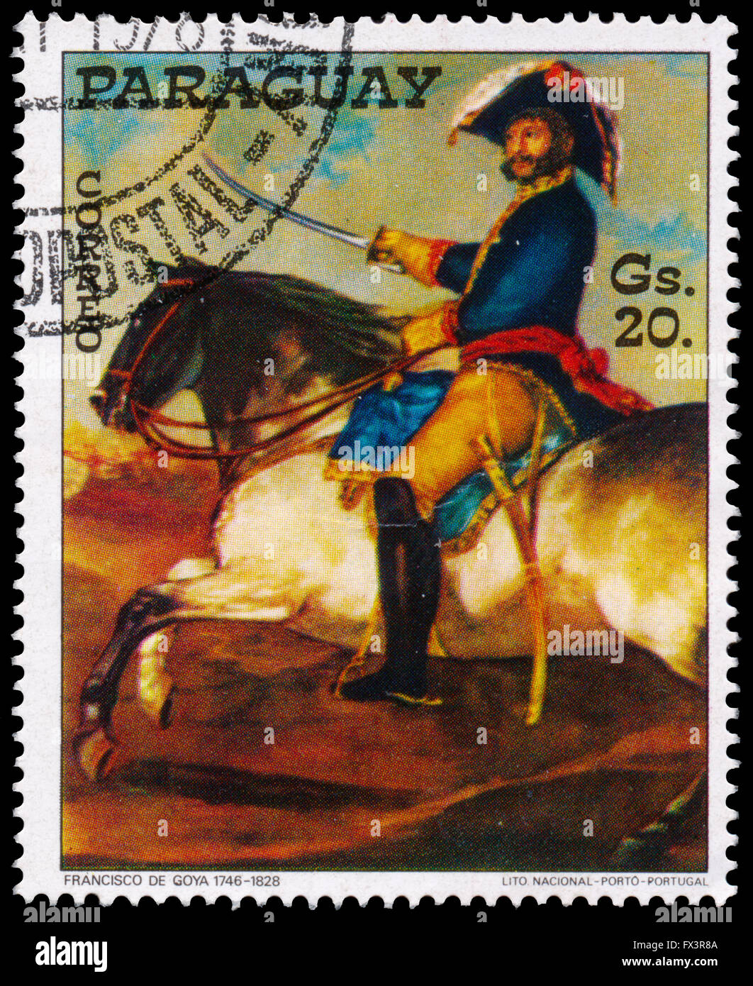 BUDAPEST, HONGRIE - 30 mars 2016 : un timbre imprimé au Paraguay, la peinture montre l'arist par Francisco de Goya, vers 1978 Banque D'Images