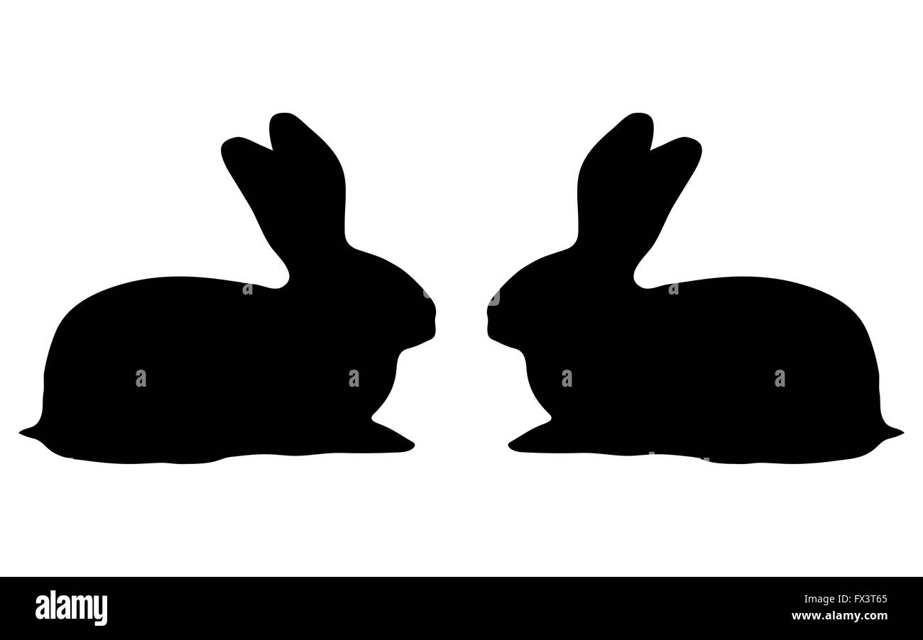 Deux bunny silhouette sur un fond blanc Illustration de Vecteur