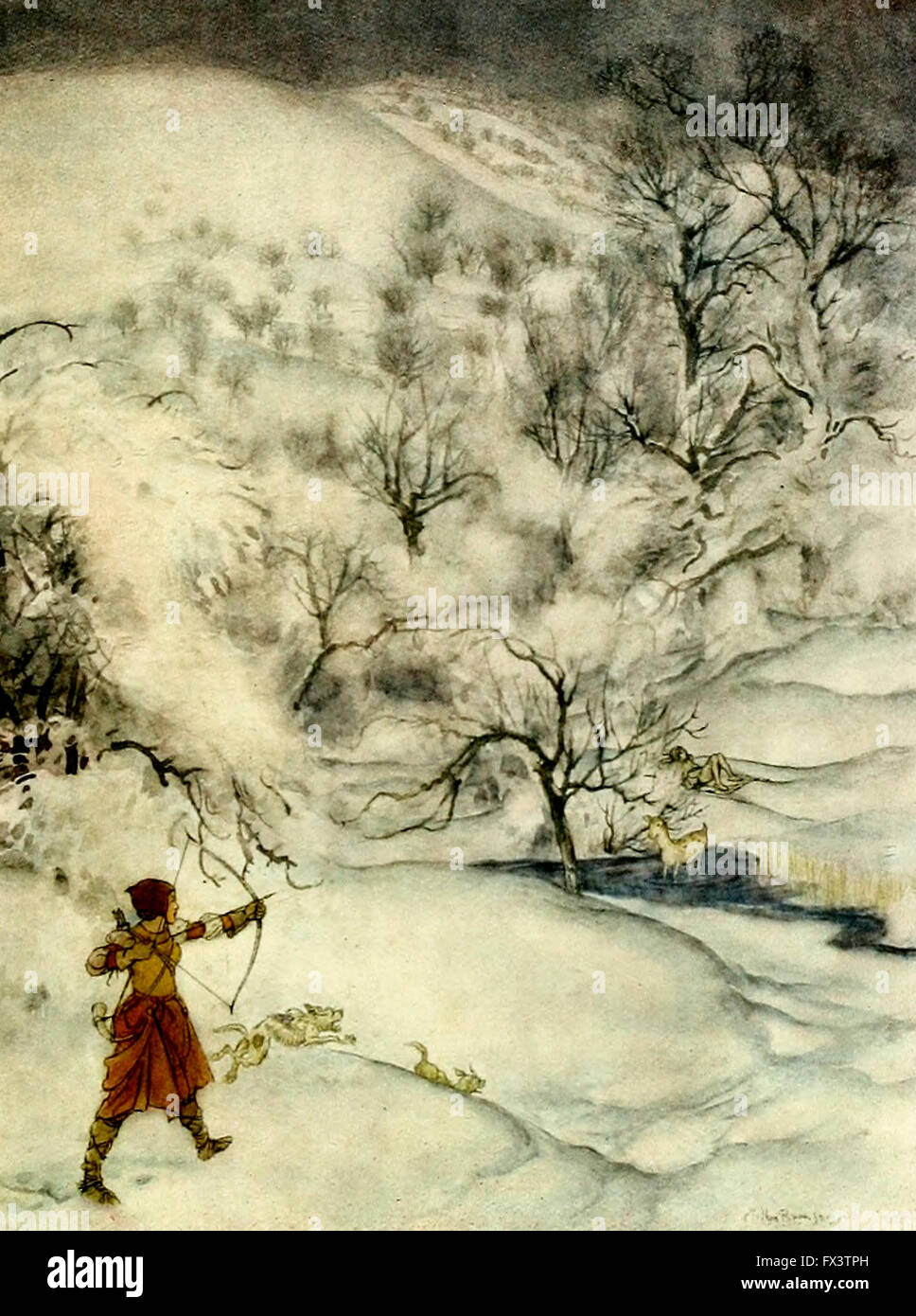 Comment Lancelot a été tué par un gentlewomen chasse dans King Arthur's Chevaliers de la Table ronde Banque D'Images