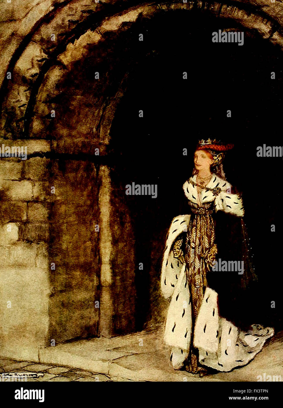 Comment Dame Lionesse sortait vêtu comme une princesse. Le Roi Arthur et les Chevaliers de la table ronde Banque D'Images