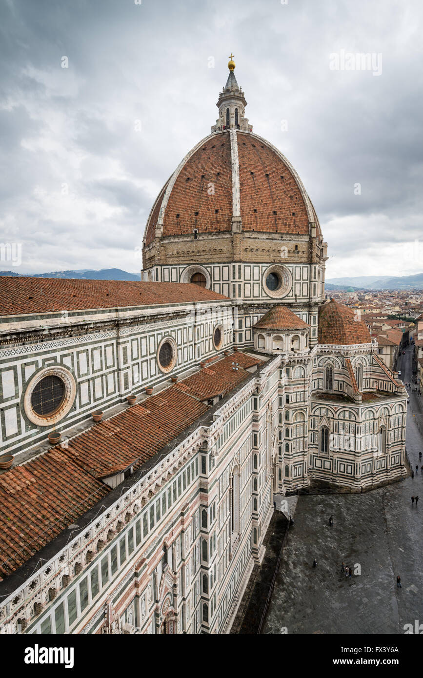 Vue sur le dôme du Campanile de Giotto à Florence Firenze, beffroi, Toscana, Italie, Union européenne, Europe Banque D'Images