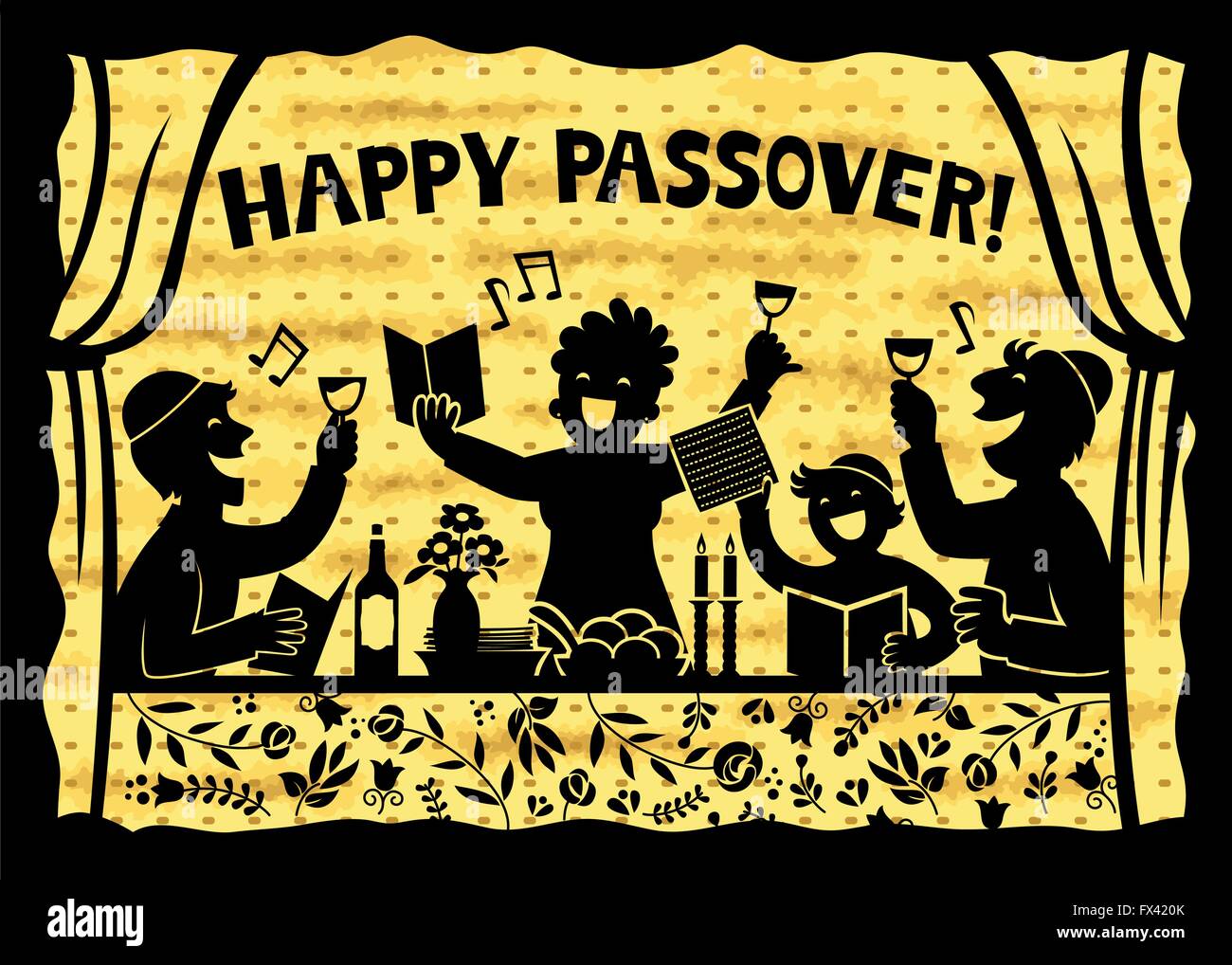 Silhouette of family celebrating passover Illustration de Vecteur