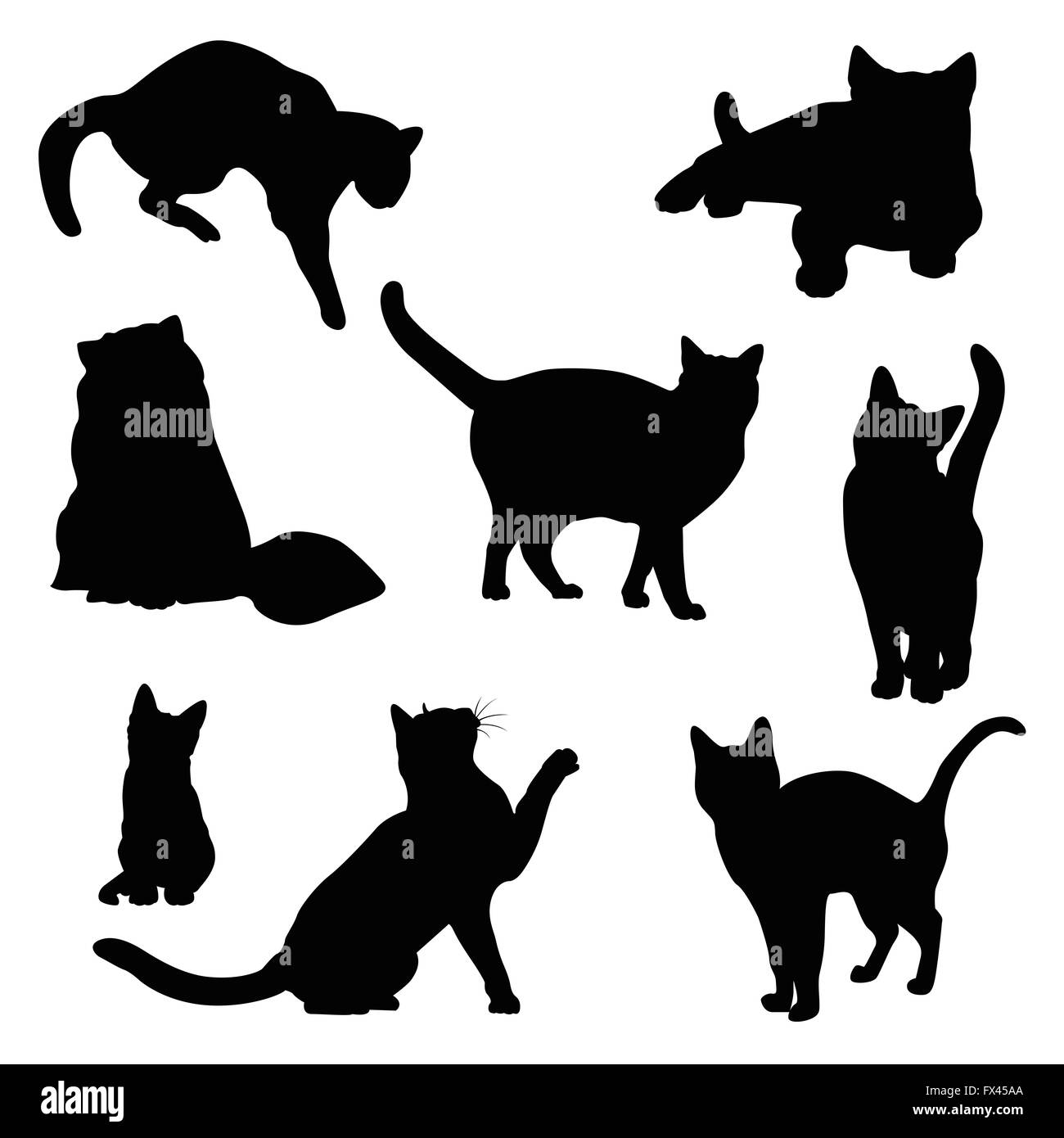 Silhouette de chat vector set Banque D'Images