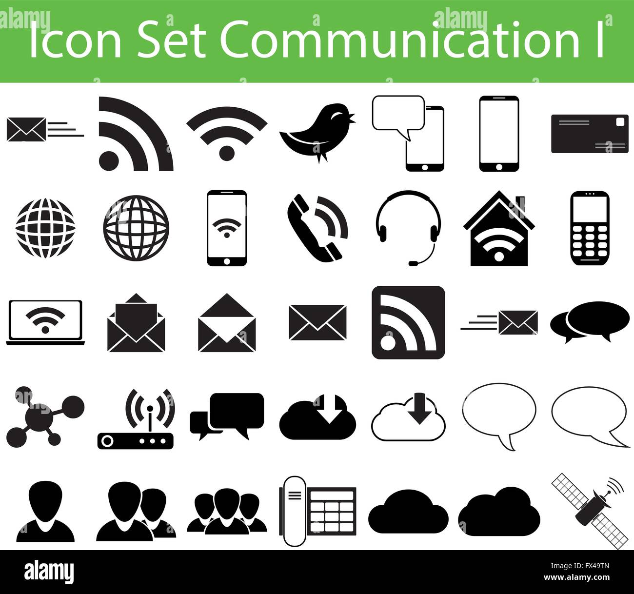 Communication Icon Set I avec 35 icônes pour les différents modes de souscription Illustration de Vecteur