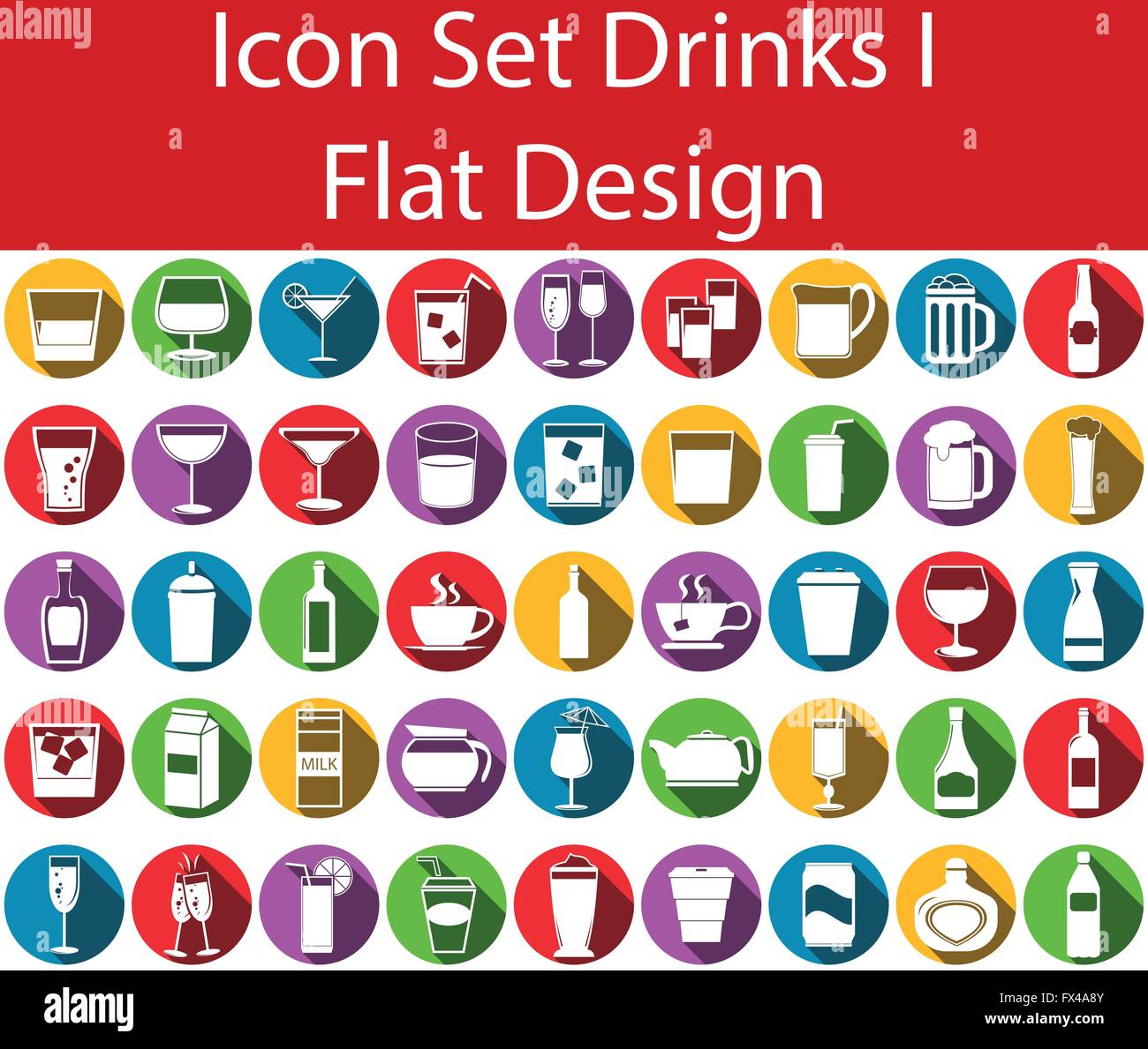 Icon Set Boissons I avec 45 icônes pour l'usage créatif dans un web design graphique Illustration de Vecteur