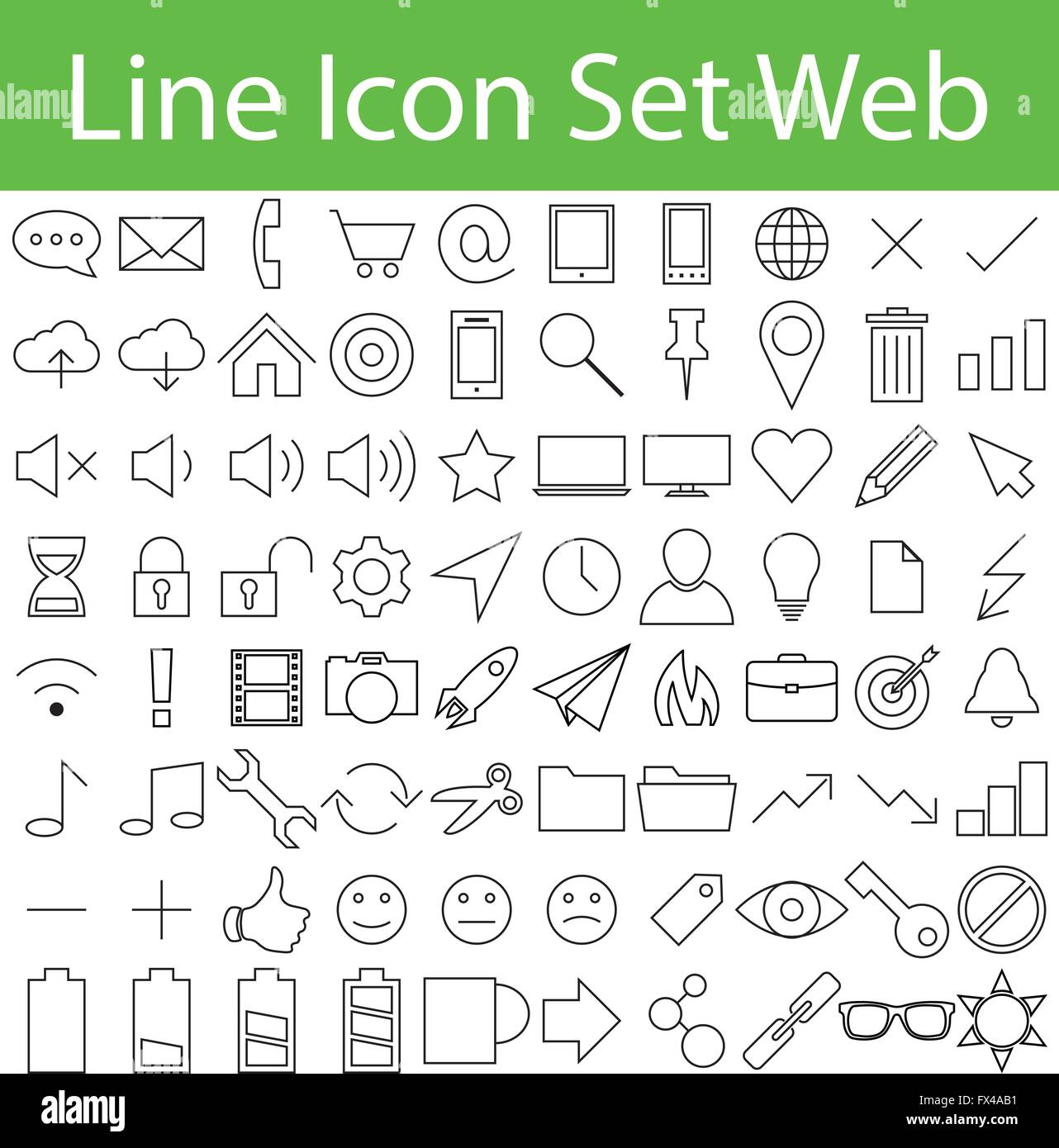 L'icône de la ligne Set Web avec 80 icônes pour l'utilisation créative en design graphique Illustration de Vecteur