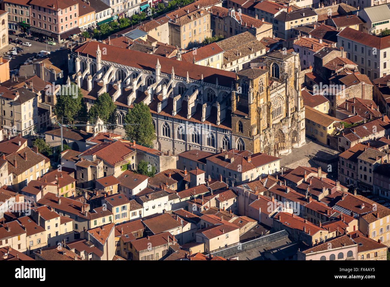 Vue aérienne, Vienne, Rhône, Théâtre Romain Jazz Festival Jazz à Vienne, ville, ville paysage, Sainte-Colombe, France, Rhône-Alpes Banque D'Images