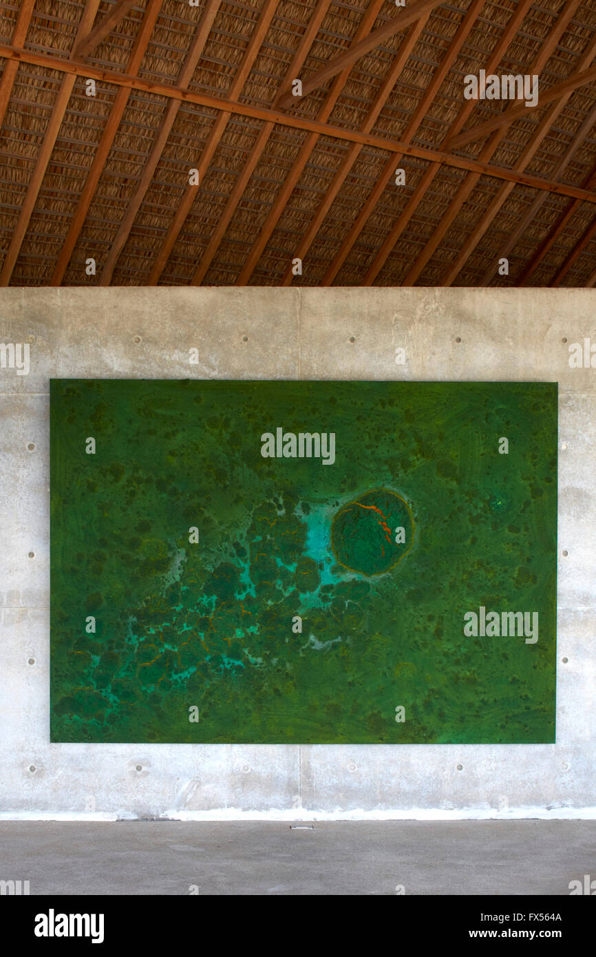 Art par Bosco Sodi. Casa Wabi, Puerto Escondido, au Mexique. Architecte : Tadao Ando, 2015. Banque D'Images