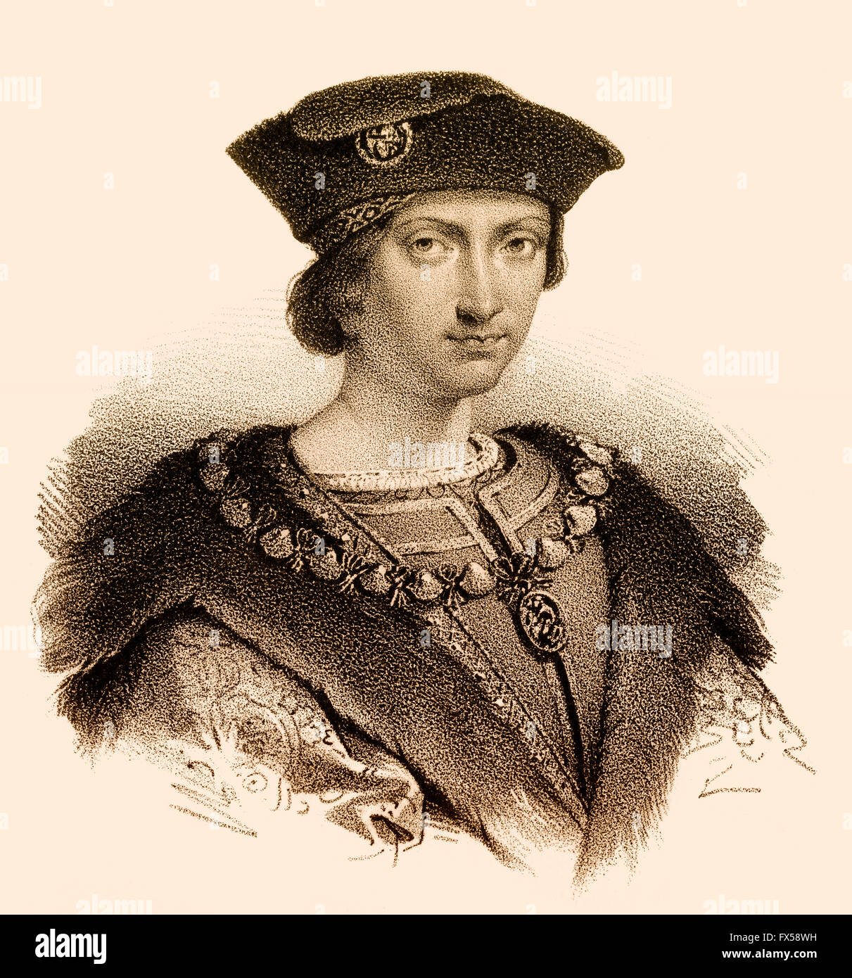 Charles VIII, Karl VIII., appelé l'affable, 1470-1498, Roi de France Banque D'Images