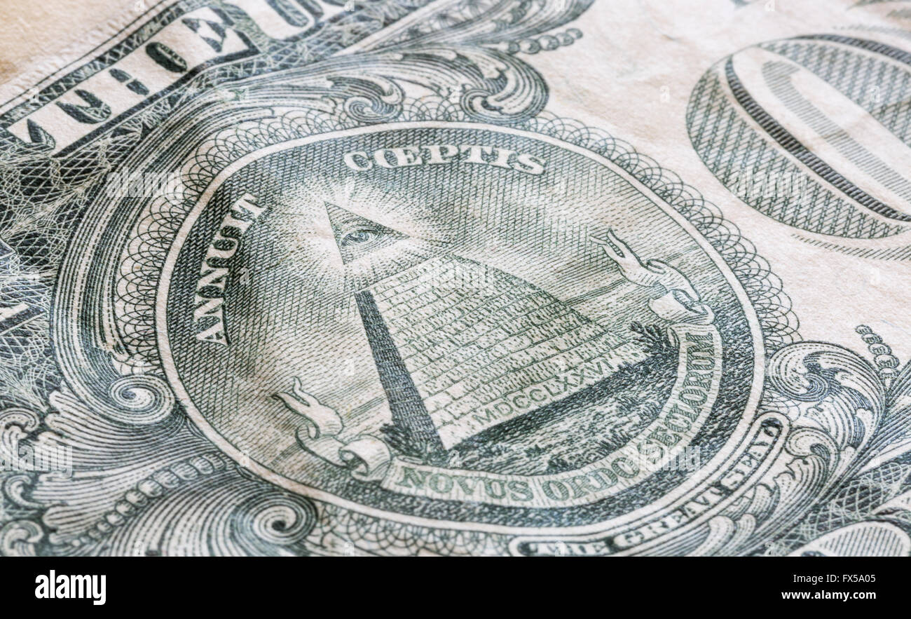 Le Grand Sceau sur l'US One Dollar Bill Banque D'Images