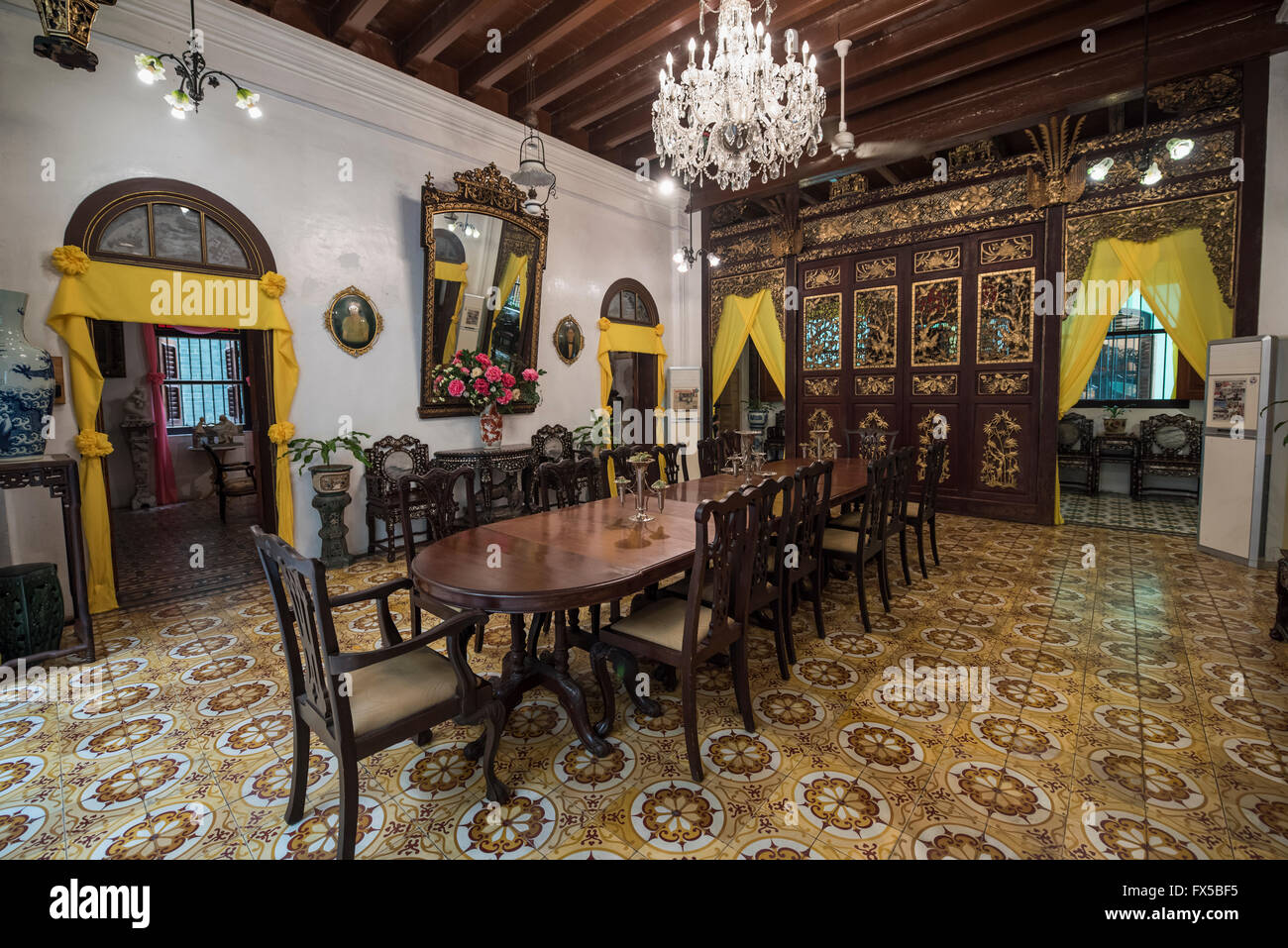 Dans la salle à manger principale Peranakan, George Town, Penang Banque D'Images