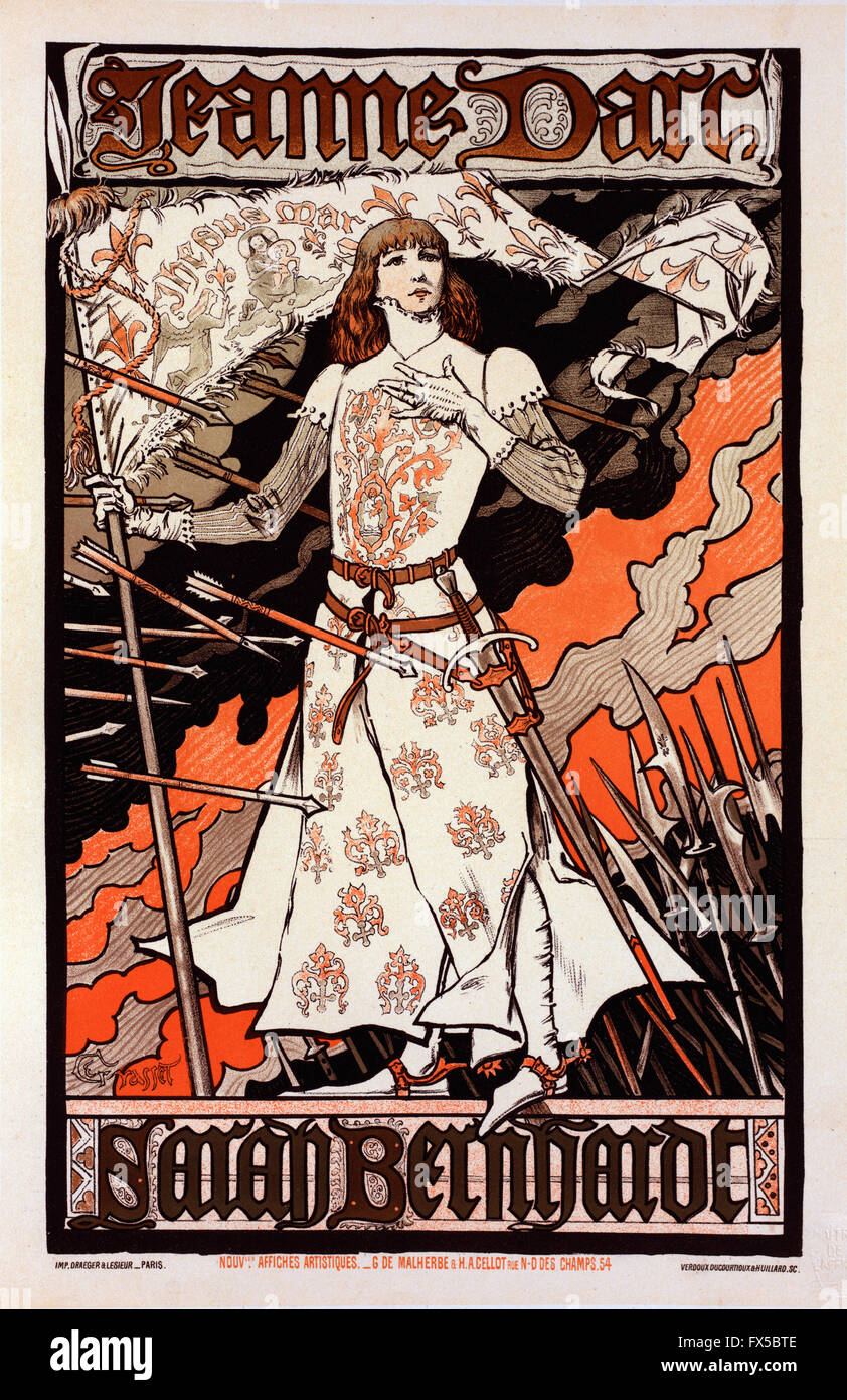 Eugène Grasset - Jeanne Darc - Sarah Bernhardt Banque D'Images Eugène Grasset - Jeanne Darc - Sarah Bernhardt Banque D'Images