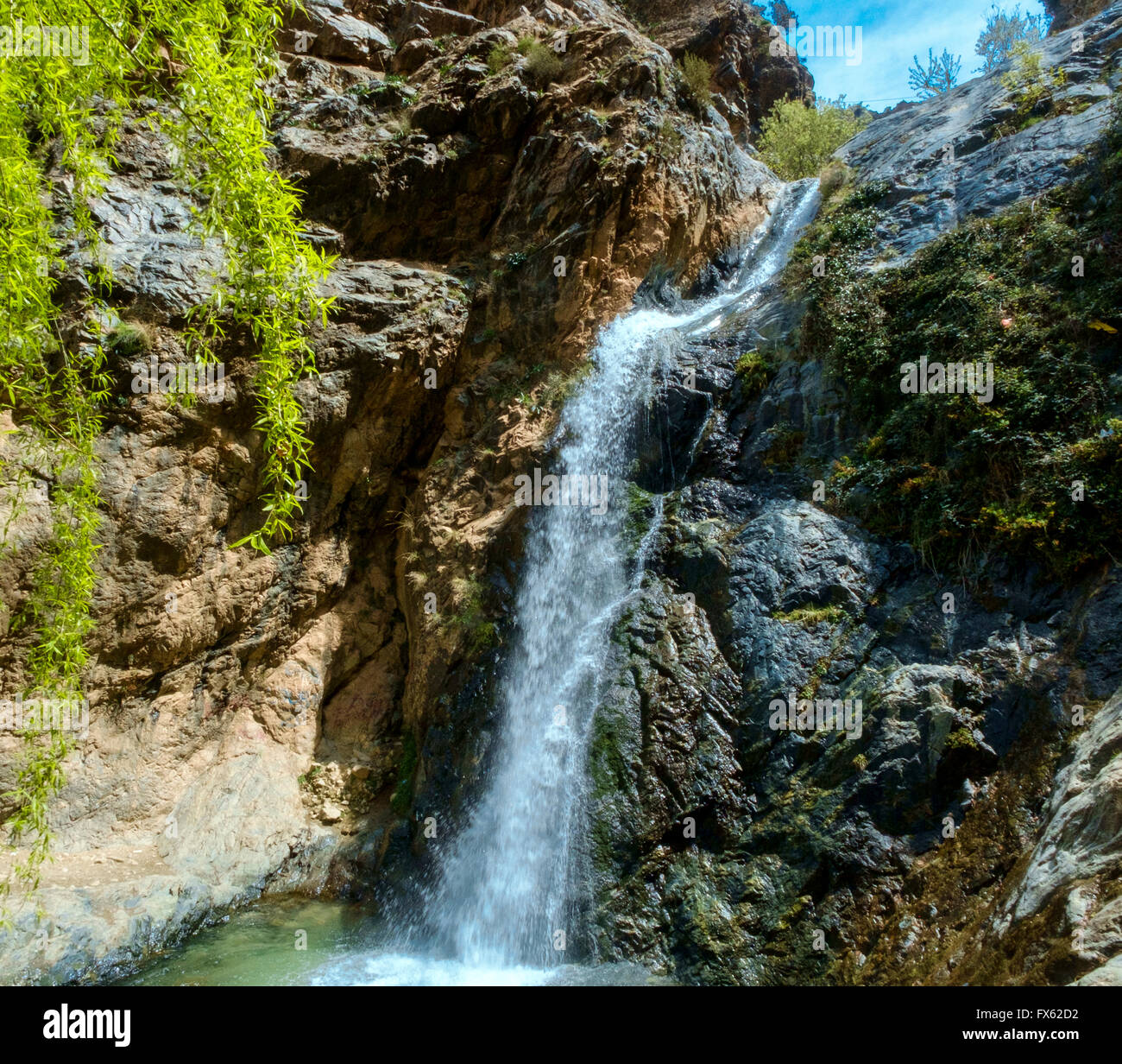 La cascade de Setti-Fatma (Cascades de Setti Fatma ou Ourika Cascades) dans la vallée de l'Ourika, Maroc, Afrique du Nord Banque D'Images