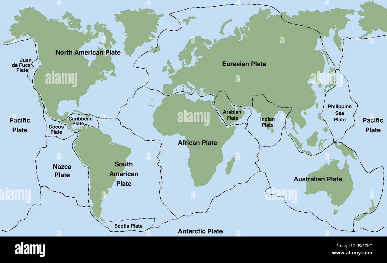La tectonique des plaques carte du monde avec de grandes plaques d'un