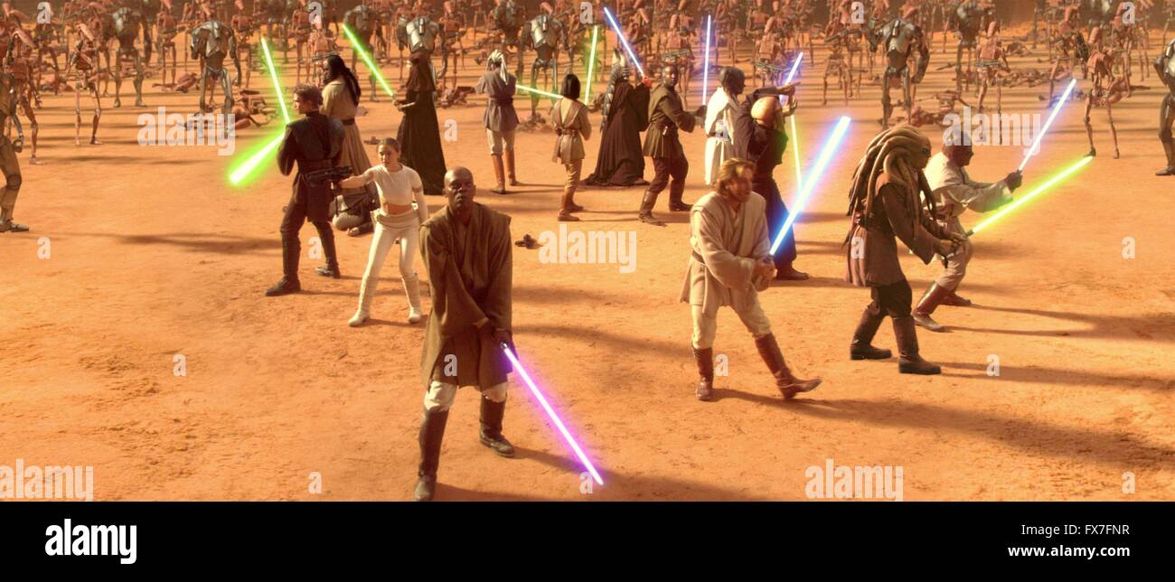 Star Wars : Episode II - l'Attaque des Clones Année : 2002 USA Réalisation : George Lucas Hayden Christensen, Natalie Portman, Samuel L. Jackson, Ewan McGregor Banque D'Images