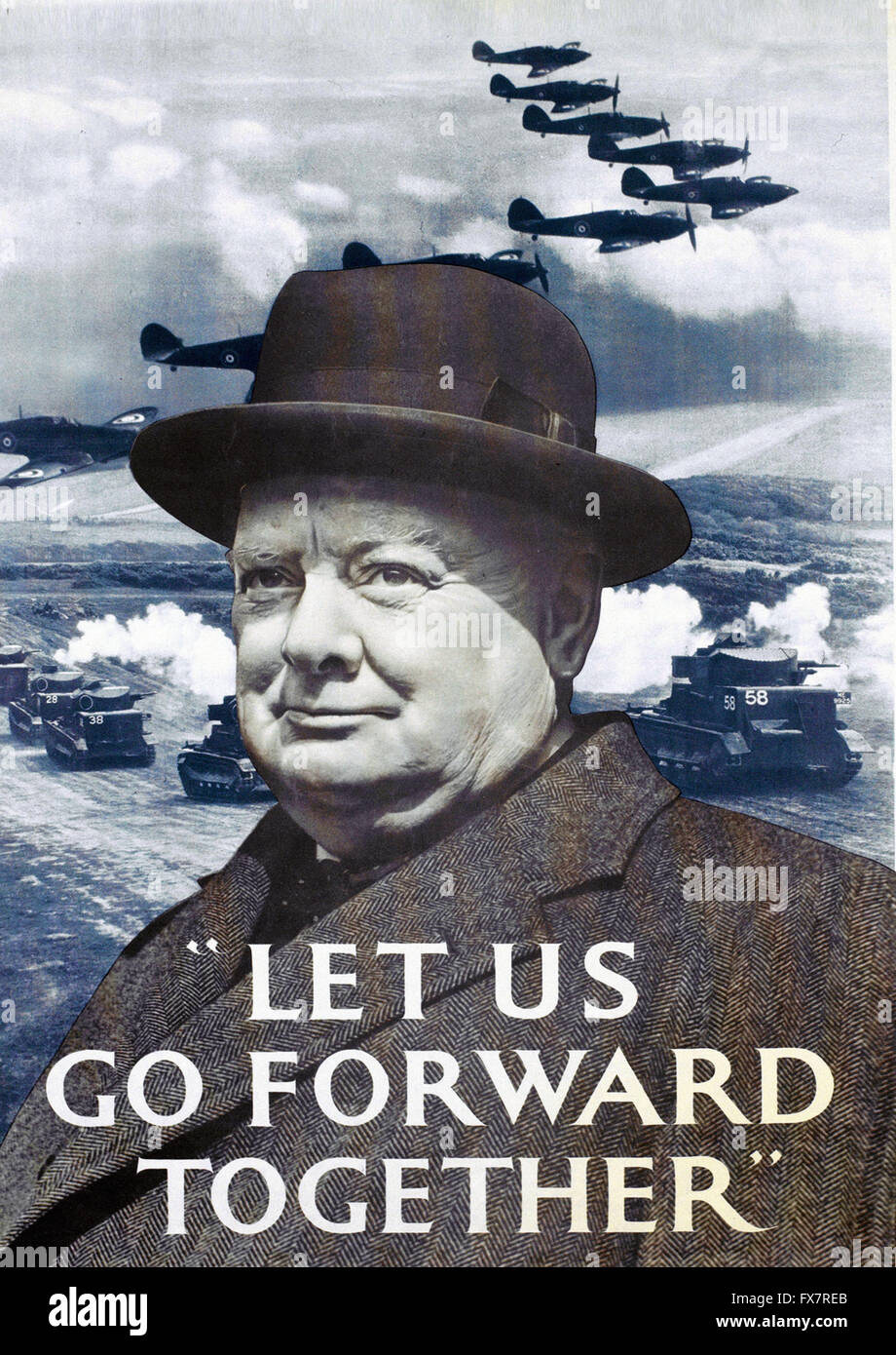 Churchill - Seconde Guerre mondiale - Affiches de propagande britannique Banque D'Images