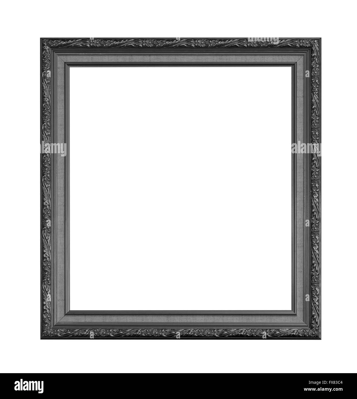 Cadre photo noir isolé sur un fond blanc. Banque D'Images