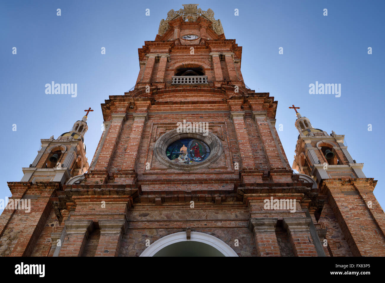 Façade de Notre Dame de Guadalupe à Puerto Vallarta Mexique Banque D'Images