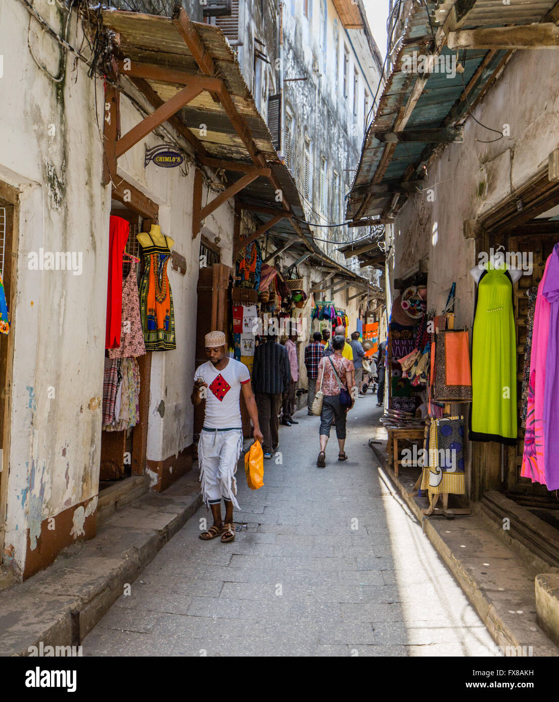 Ruelle typique de la ville de pierre de Zanzibar en Afrique de l'Est Banque D'Images